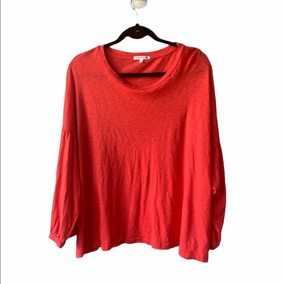 Anthropologie Sundry Sienna Red Orange Balloon 3/4 Sleeve Size 4 XL US 14 EUC - Picture 4 of 7